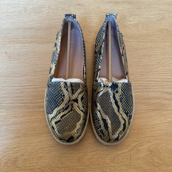 Abeo Blake Metallic Snakeskin Espadrilles Flats 8 Neutral - Picture 5 of 11